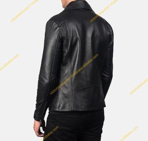 Chaqueta de motociclista para hombre de otoño e invierno, ajuste clásico personalizado, piel de oveja genuina, cuello levantado con capucha, bolsillos lavados para ropa de calle - Product Image 6