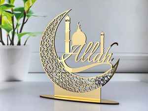 <b>Mirror</b> Acrylic Ramadan Kareem Moon Mosque Table Decor Islamic Eid Mubarak Desktop Plaque Ornament Home Business - Product Image 6
