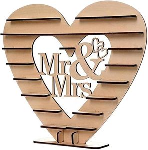 แท่นวางโชว์ช็อคโกแลตอุปกรณ์สำหรับงานแต่งงานแท่นวางเค้กลูกกวาดแท่งช็อคโกแลตที่ทำจากไม้รูปหัวใจ - Product Image 1