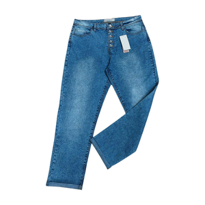 Jeans en denim délavés de qualité supérieure confortables coupe ajustée devant plat pour femmes skinny élastique couleur unie respirant élégant décontracté - Product Image 3