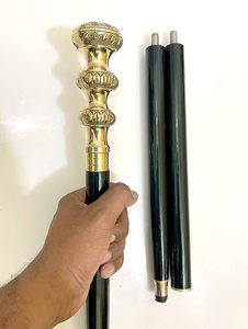 Bâton de marche nautique Vintage, bouton de tête en laiton, poignée bâton de marche en bois 36 pouces - Product Image 4