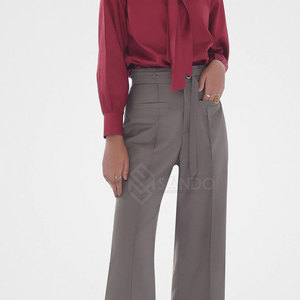 กางเกงแฟชั่นลำลองทรงขาบานสำหรับผู้หญิง เอวสม็อค ใส่สบาย ผ้าฝ้าย 100% เหมาะสำหรับฤดูหนาว - Product Image 5