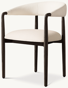 Chaise de salle à manger minimaliste contemporaine en bois massif avec assise et accoudoir confortables en tissu - Product Image 2