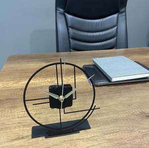 AK Brass Large Clock Hands Metal Table Clock with Stand in <b>Black</b> Finished Handmade Piece For Desk Decor / <b>Shelf</b> Decor - Product Image 4