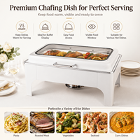Chauffe-Plat Rectangulaire Électrique Hydraulique de Luxe en Acier Inoxydable Blanc 9L pour Buffet, Hôtels, Restaurants et Traiteurs