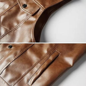 Chaleco de Motociclista de Cuero PU Casual para Hombre, Más Vendido, de Alta Calidad, Hecho a Medida, Tejido Transpirable, Ajuste Perfecto, Chaleco de Cuero al por Mayor - Product Image 2