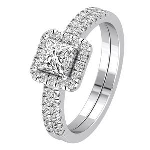 Anillo de Bodas de Oro Amarillo Blanco de 9 Quilates para Mujer, con Diamante Cultivado en Laboratorio, Corte Princesa, 0.98 Quilates, Claridad VS, Color EF, IGI - Product Image 2