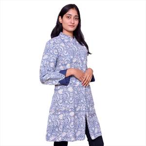 Veste matelassée longue de qualité supérieure, imprimée à la main, rembourrée avec une couche de coton doux pour femmes, prix de gros - Product Image 3