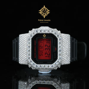 Bisel de Reloj DW5600 Estilo Hip Hop con Incrustaciones de Diamantes de Moissanita de Lujo, Pasa el Test de Diamantes, Plata 925, Certificado VVS GRA - Product Image 1