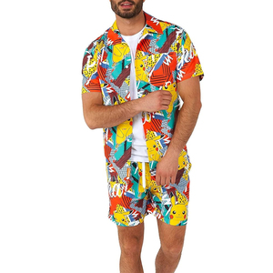 New Wholesale Hot Sale Summer All Over Print New Beach Wear <b>Men's</b> Set Custom Summer beach wear short sleeve sets - Product Image 3
