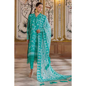 Traje de 3 Piezas para Mujer con Estampado Floral y Borde Bordado en los Pantalones CL-62245 - Product Image 2