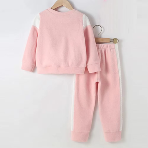 Survêtement souple à col ras du cou avec logo personnalisé de bonne qualité pour les filles Vente en gros Survêtement élégant respirant pour enfants Tenue décontracté - Product Image 4