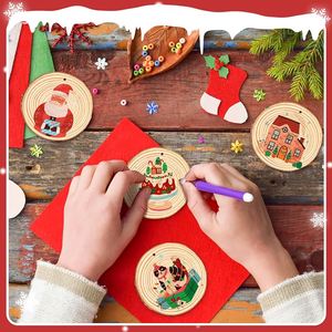 Décoration de Noël Pièce maîtresse Tranches de bois Tranches rondes en bois pour table d'Inde - Product Image 4