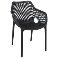 Chaise de salle à manger empilable moderne en plastique avec dos et bras incurvés pour vérandas extérieures Balcon Café Salle à manger Cuisine Patio Poolside