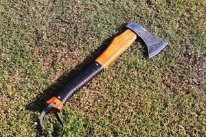 Handmade Industrial Grade High Carbon Steel <b>Viking</b> <b>Axe</b> Natural Wood Handle Leather Sheath. Multi-Purpose Hatchet Camping Outdoor - Product Image 3
