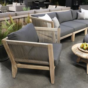 Sofá de Jardín de Alta Calidad, Madera de Teca para Exteriores con Chaise Longue de Cuerda, Diseño Moderno Impermeable para Uso en Hoteles y Patios - Portia - Product Image 5