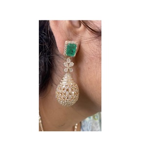 Pendientes de diamantes de calidad superior en oro real de 14 quilates para una belleza única y un brillo llamativo Pendientes de diamantes Joyería de moda - Product Image 2