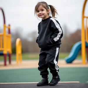 ชุดวอร์มสองชิ้นสำหรับฤดูหนาวสำหรับเด็กผู้หญิงชุดวอร์มขนแกะระบายอากาศได้ดีเป็นมิตรกับสิ่งแวดล้อม - Product Image 2