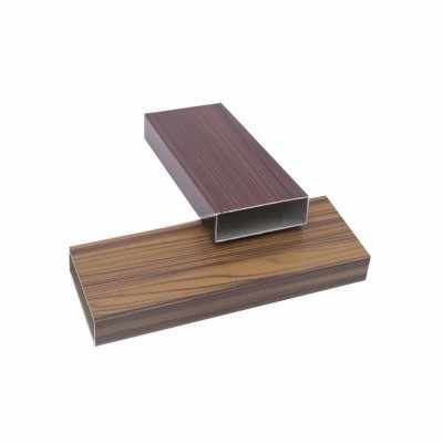 Square Wood Grain Coated Aluminium Extruded Profile, 6000 Series T4 T5 T6 for Window Door