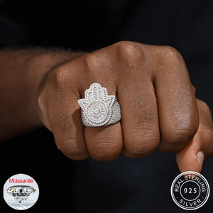 Eyes Hamsa Hand S925 Iced Out <b>Rings</b> <b>for</b> <b>Men</b> Hip Hop Luxulry Finger Sterling Silver Fine Jewelry - Product Image 3