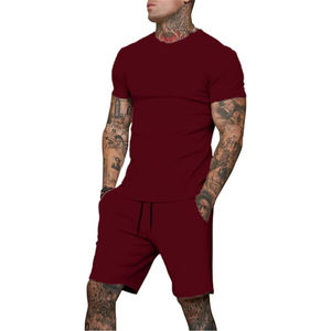 Ensemble de survêtements et shorts d'été à manches courtes et respirants 100% coton à 2 poches pour hommes de haute qualité - Product Image 3