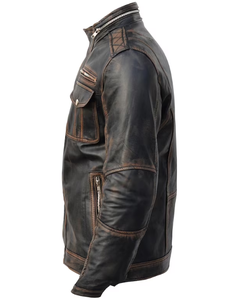 แจ็กเก็ตมอเตอร์ไซค์สำหรับผู้ชายแจ็กเก็ตหนังมอเตอร์ไซค์พร้อมอุปกรณ์ป้องกันผ่านการรับรองจาก CE - Product Image 3