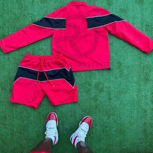 Custom Nylon Tracksuit Wind Breaker <b>Zip</b> up Hoodie and <b>Shorts</b> Set Plain Windbreaker <b>Short</b> Set Men Windbreaker Tracksuit Set - Product Image 4