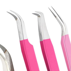 Pince à cils de couleur rose Extension de cils de volume russe professionnel 75deg pince à épiler à pointe étroite avec papier enduit - Product Image 5