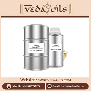 VedaOils Aceite de masaje de jojoba totalmente natural Precio a granel Calmante para el dolor para la piel y el cabello - Product Image 3