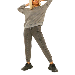 Pantalones de chándal lavados con ácido de alto peso Jogger algodón Joggers de gran tamaño Pantalones deportivos mujeres ropa de alta calidad mujeres Casual lavado con ácido - Product Image 3