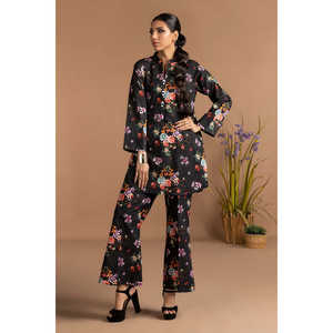 Conjunto de Satén Estampado Dobby KST-43242, Blusa de Manga Tres Cuartos para Primavera/Verano - Product Image 4