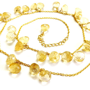 Trendy Fashion 45 CMS. Cadena de eslabones Collar único ajustable Piedras preciosas de citrino Encanto de plata esterlina chapado en oro clásico - Product Image 1