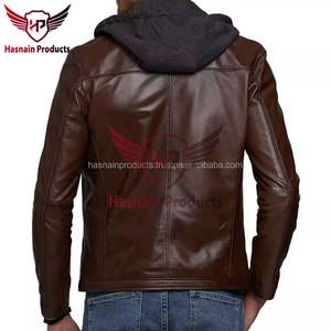 Chaqueta de cuero con capucha de gran oferta de calidad superior-Chaqueta de cuero de moda auténtica personalizable al por mayor para hombre - Product Image 6