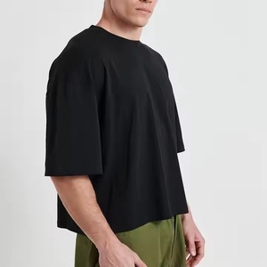 Camiseta de Jersey de alta calidad 250 Gsm para hombre, espacios en blanco de algodón personalizados, estampado de pantalla de peso pesado Pro Club, diseño recortado cuadrado - Product Image 3