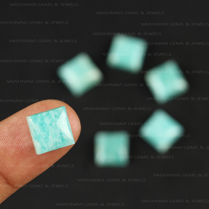 Vente en gros Fourniture en vrac Qualité supérieure 10mm Cabochon carré en amazonite naturelle à dos plat calibré Quartz vert Pierres précieuses en vrac - Product Image 4