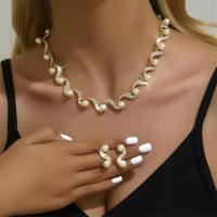 Accessoires de Robe de Mariée, Collier de Perles en Forme de Vague, Boucles d'Oreilles, Parure de Bijoux à la Mode, Vente en Gros pour Femmes