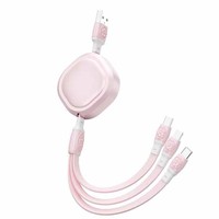 Câble de chargeur USB rétractable 3-en-1 Conception de fleurs Charge rapide pour imprimante compatible avec appareils IOS Micro USB de type C