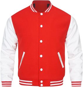 Veste de baseball Letterman personnalisée en gros de bonne qualité Manteau d'hiver en laine Corps en cuir à manches Bomber Varsity Jacket pour hommes - Product Image 1