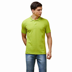 Alta calidad 100% algodón personalizable para polos para hombres verde sólido de talla grande Casual personalizable diseño de logotipo OEM - Product Image 1