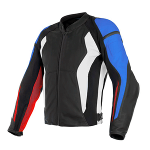 Chaqueta de moto de cuero de vaca genuino Track Racing con protecciones CE Road Riding gris/Blanco/Negro chaqueta de motocicleta para hombres - Product Image 3