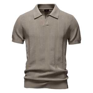 Men Polo Shirt Breathable Knit Casual Top With Turn Drown <b>Collar</b> Shirt Men Solid - Product Image 1
