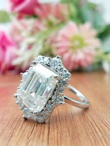 Harnidh เพชรพลอยคลาสสิกและเป็นที่นิยมสไตล์มรกตสดใสตัด9x7มม. VVS Moissanite เพชรตกแต่งด้วยเพชรแหวนหมั้น - Product Image 3