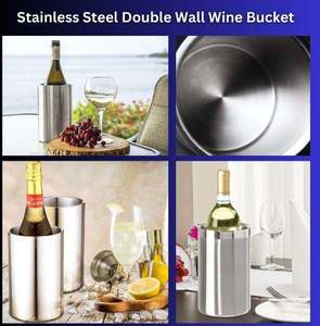 Cubo de hielo grande de acero inoxidable con logotipos personalizados, Cubo de champán dorado y plateado de lujo para Hotel, restaurante, Cubo de refrigeración de cerveza - Product Image 4