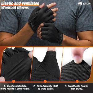 Unisex Premium Quality Gym Half <b>Finger</b> Fitness Gloves Solid Color Quick Dry Leather Lightweight Breathable Adjustable Wrist - Product Image 3