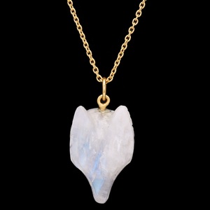 จี้สลักรูปหัวหมาป่าสีเงินสีรุ้ง925จี้หินธรรมชาติชุบทอง - Product Image 6