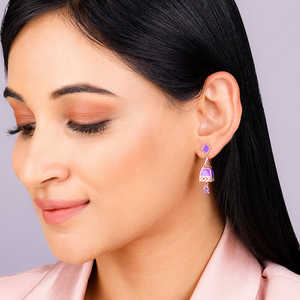 Boucles d'oreilles pendantes mode en forme de tour de rêve en or rose - Product Image 1