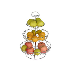 Iron Wired Fruit <b>Basket</b> 2 Tier Fruit Bowls Traditional <b>Metal</b> Fruit <b>Basket</b> With Black Powder Coating for Home <b>Storage</b> - Product Image 4