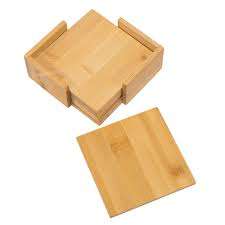 Sous-verres carrés classiques en bois écologique de 450 mm de diamètre, personnalisables en gros, pour boissons et avec possibilité d'ajout de logo - Product Image 3