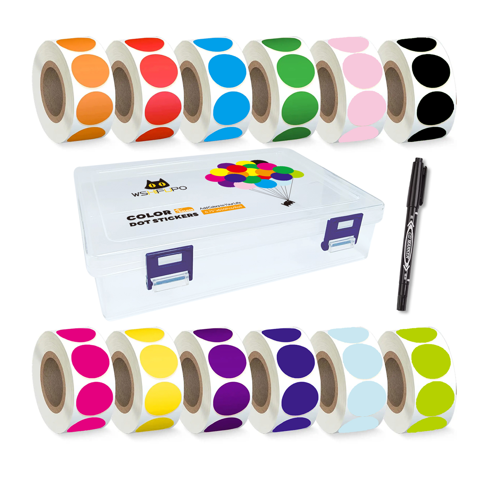 3X3 Inch Color Coding Dot Labels 500 Pcs Round Adhesive Stickers - White - View #7