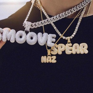 จี้เพชรโมอิสชุบทอง14K 18K สีขาวหรูหราปรับแต่งตัวอักษรได้สำหรับผู้ชายและผู้หญิงสไตล์ฮิปฮอป - Product Image 6